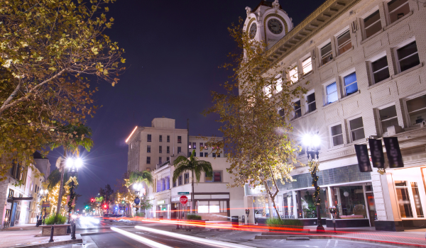 Santa Ana, DTSA at night.